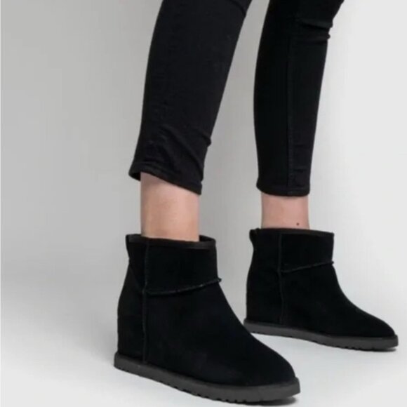 UGG Women’s Classic Femme Mini Boots Black - Picture 1 of 5